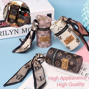 Elegant Designer Print Cylinder Pouch with Scarf